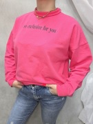 Bluza fuksja fuksjowa różowa krótka oversize luźna półgolf ściągacze S M 