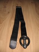 pasek damski czarny lakierowany