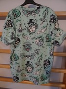 CROPP __ T-shirt _ seledynowy z nadrukiem __ r. M