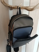 Torba Plecak na Ramię Męska USB czarno-brązowa