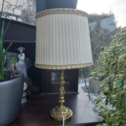 Lampka nocna mosiężna z abażurem sprawna 