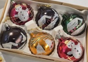 Bombki choinkowe z Prl szklane malowane bańki 6 szt  vintage  retro 