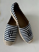 Tommy Hilfiger espadryle sailor białe w granatowe wyszywane paski Logo 38