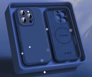 Etui silikonowe iPhone 17 Pro | Meszek w środku | BIAŁE/GRANATOWE| Ochronne