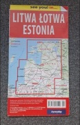 Mapa Litwa, Łotwa, Estonia.