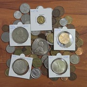 Zestaw ponad 100 Starych Monet Polska IIRP Nike Sobieski Talar Rosja Rubel 