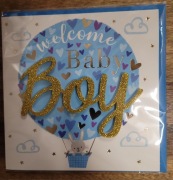 Kartka okolicznościowa z napisem "Welcome Baby Boy" (Witamy chłopca)