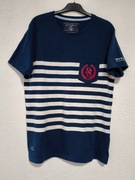 T-shirt męski, granatowy w paski , ciepła bawełniana, L