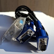 Kabel 160cm VGA D-SUB + Adapter DVI-I męski na VGA D-sub żeński.