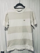 T-shirt koszulka paski beżowa Calvin Klein Jeans L slim