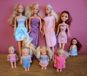 Zestaw lalek ala Barbie duże i dzieci 9 sztuk