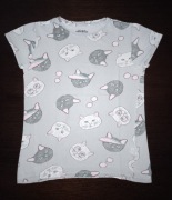 T-shirt bluzka koszulka dziewczęca Reserved koty, r. 140