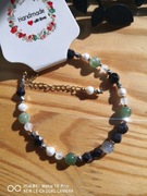 Bransoletka amulet  z perłami, Kamieniem księżycowym i