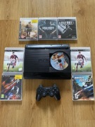 PlayStation 3 Super Slim 500GB + 7 gier + pad + okablowanie | Mega zestaw