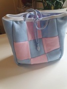 worek pokrowiec na aspirator elektryczny Nosiboo podwójny krata błękit róż