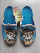 nowe Befado 29 (18 cm) kotek błękitne pantofle domowe kapcie wsuwane