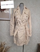 Tommy Hilfiger płaszcz przejściowy cienki wiosenny beż S 36 bawełna y2k