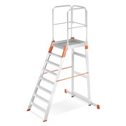 Drabina aluminiowa magazynowa mostek podest magazynowy 8 stopni 3,71m TUV