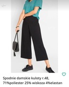 Spodnie damskie kuloty  r.48, 71%poliester 25% wiskoza 4%elastan