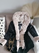 Ciepła kurtka zimowa z futerkiem ocieplana XL parka 