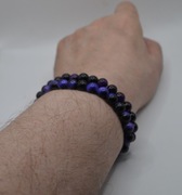 Komplet dwóch bransoletek fioletowe oko tygrysa 8 mm/19cm