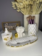 Gipsowe organizery handmade biało-złote – zestaw dekoracyjny