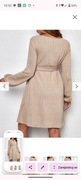 Shein sukienka ciążowa przed kolano długi rękaw beżowy rozmiar M