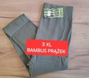 Nowe Leginsy 3 XL 46 bambusowe oliwkowe prążkowane wysoki stan bezszwowe