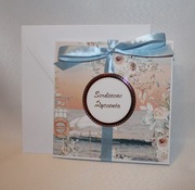 Kartka na uodziny lub imieniny błękitna zachód słońca nad morzem