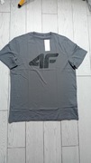 Nowy! T-shirt 4F męski XL ciemno szary z dużym logo 