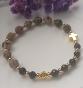 Bransoletka różaniec – naturalny agat i czarny turmalin