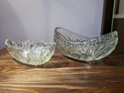 Dwie misy kryształowe w kształcie łódki