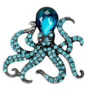 Broszka Ośmiornica Szmaragdowa Przypinka Kryształ Górski Pins Gift Prezent