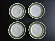 Talerz deserowy 4 szt porcelana Ćmielów zieleń