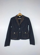 Czarna marynarka jeansowa brązowe dodatki bawełna 2yk oldschool Gourd M