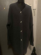 ZARA długi sweter kardigan wdzianko narzutka tunika oversize duży gruby