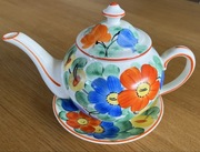 Czajnik ceramiczny, imbryk, antyk, Czechosłowacja, Ditmar Urbach + talerzyk