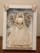 Pamiątka Pierwszej Komunii Świętej Anioł Stróż Makrama HandMade Rękodzieło