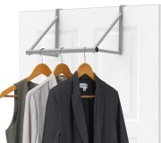 Prosty wieszak na ubrania, mocowany do drzwi, srebrny