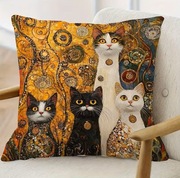 Poszewka ozdobna 45x45 KOTY kolorystyka jak na obrazie Klimta