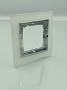 Ramka szklana pojedyncza biały + chrom Magic Timex-elektro