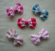 Kokardki ozdobne z koronką 6cm   5szt. - 3,50zł