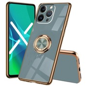 Etui Electro Ring do iPhone 14 Pro  z galwanizowanymi złotymi obwódkami