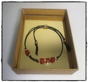 Bransoletka HANDMADE nić jedwabna z kamieni naturalnych czerwony karneol