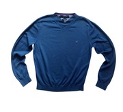 Tommy Hilfiger niebieski sweterek w serek L