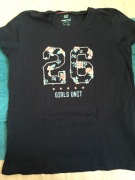 T-shirt granatowy z kwiatowymi napisami Pepperts 158/164 100%bawełna 