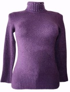 Fioletowy Sweter Golf koraliki kaszmir od S do L (36 38 40)