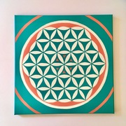 Obraz Malowany Na Płótnie Oryginał Kwiat Życia Mandala Joga Na Prezent