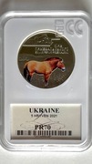 UKRAINE 5 HRYVNA UNC COIN 2021 YEAR CHERNOBYL PRZEWALSKI HORSE ECC PR70