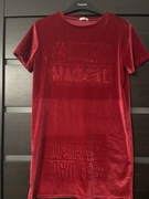 Bluzka dziewczęca czerwona welurowa krótki rękaw dziewczynka 158